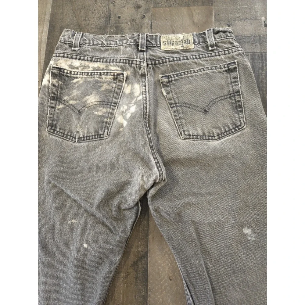 VTG 90s Levis SilverTab Straight & Narrow Jeans Grey Distressed Paint Splatter
